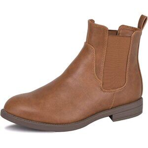 Harvest Land Women's Chelsea Brown Low Heel Comfort Ankle Boots With Side Zippe